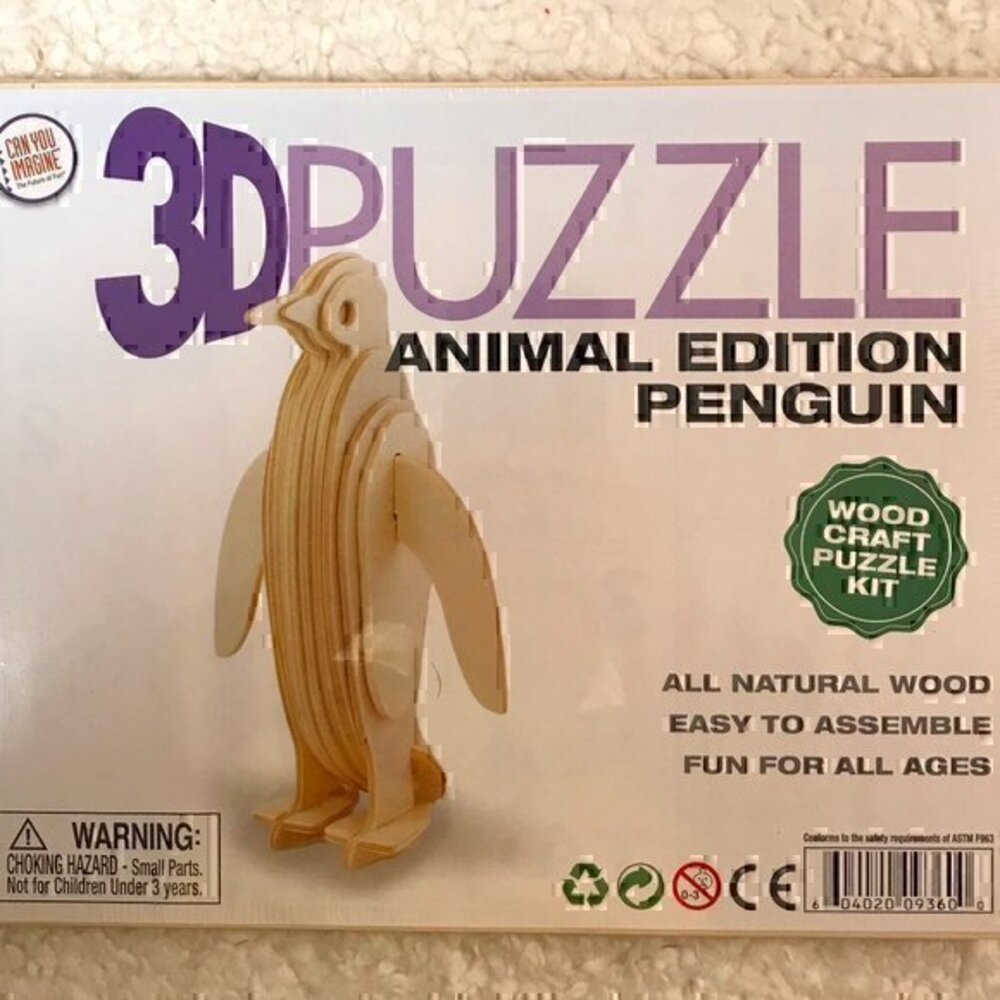 Can You Imagine "Penguin" 3D Wood Craft Puzzle Kit